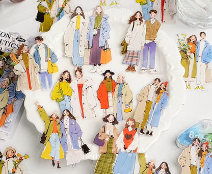 20 Pcs Fashion Aesthetics Series Character Stickers for Journaling
