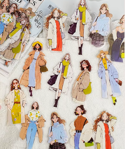 20 Pcs Fashion Aesthetics Series Character Stickers for Journaling