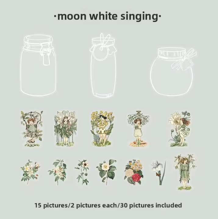30 Pcs Beautiful Day Forest Secrets Series Bottle Stickers