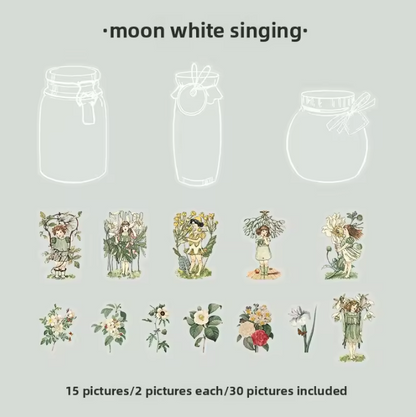 30 Pcs Beautiful Day Forest Secrets Series Bottle Stickers
