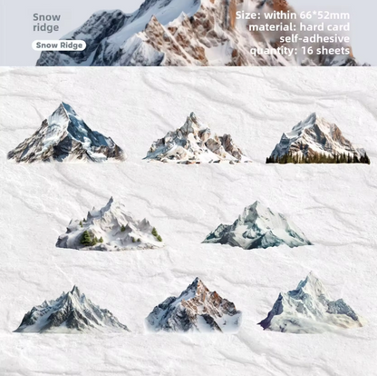 16 Pcs Mountain Series Hill Stickers for Journaling
