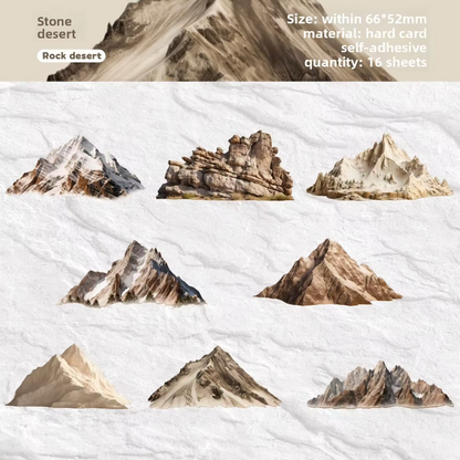 16 Pcs Mountain Series Hill Stickers for Journaling