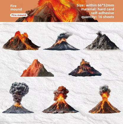 16 Pcs Mountain Series Hill Stickers for Journaling