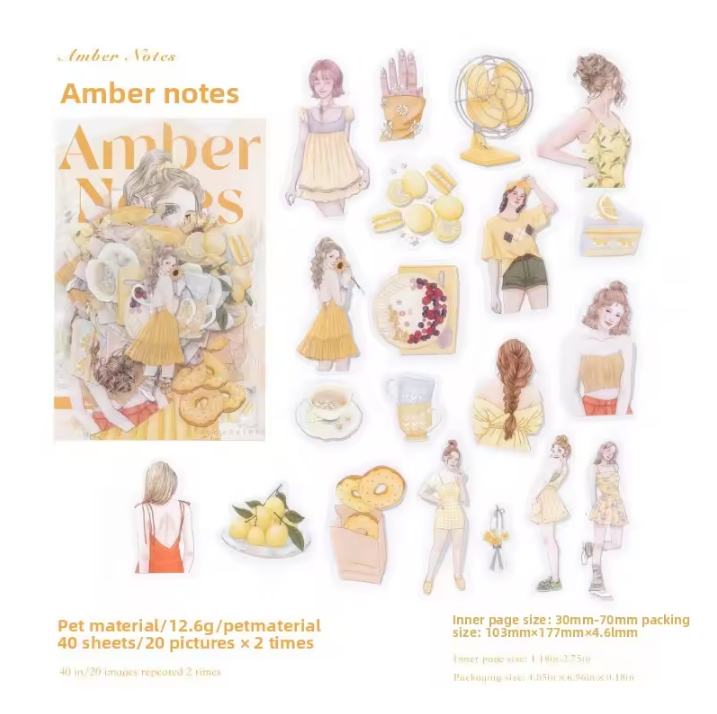 40 Pcs Girls Wanderlust Series Retro Character-Themed Stickers