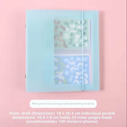 1 Pc Strap Storage Candy Color Removable Loose-leaf Storage Folders for Stickers