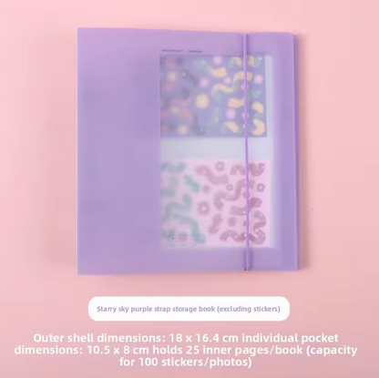 1 Pc Strap Storage Candy Color Removable Loose-leaf Storage Folders for Stickers