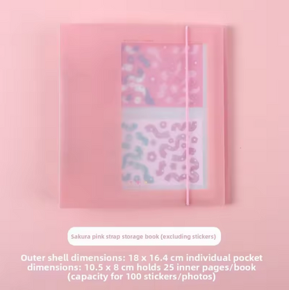 1 Pc Strap Storage Candy Color Removable Loose-leaf Storage Folders for Stickers