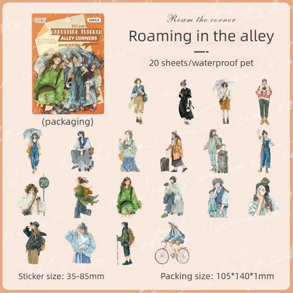 20 Pcs Comfort Living Series Cute Girl Journaling Stickers