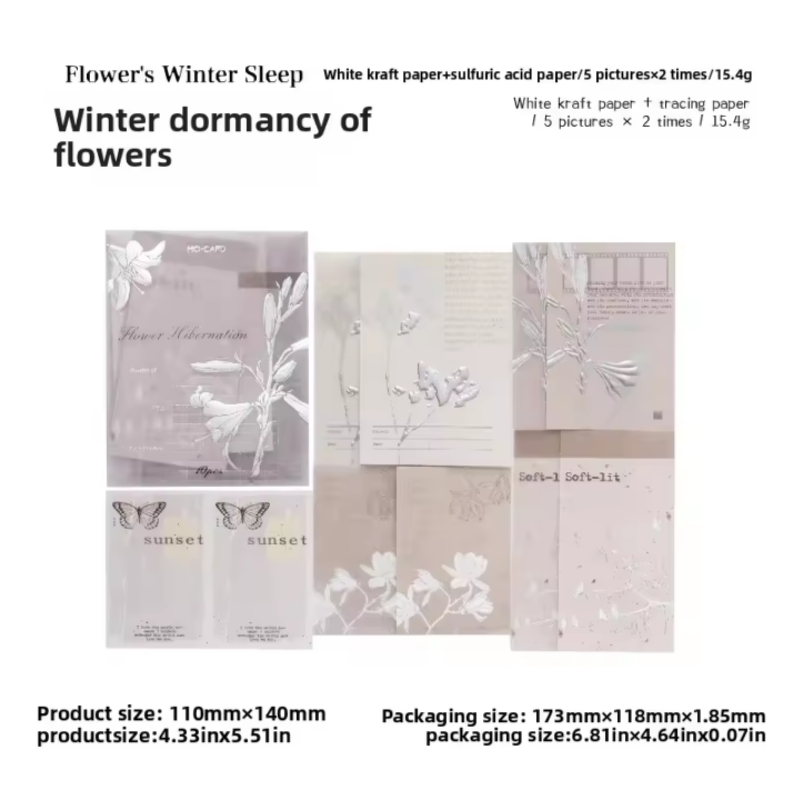 10 Sheets Embossed Notes Creative Silver Hot Stamping Material Pack