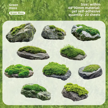 20 Pcs Moss Series Wood Themed Decoration Stickers