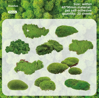20 Pcs Moss Series Wood Themed Decoration Stickers