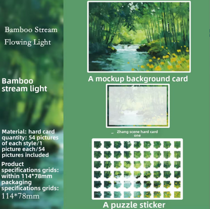 54 Pcs of Puzzle Stickers: Monet Impressions Series Retro Landscape Stickers