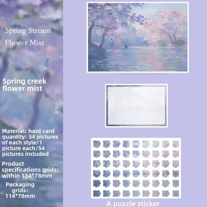 54 Pcs of Puzzle Stickers: Monet Impressions Series Retro Landscape Stickers