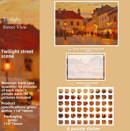 54 Pcs of Puzzle Stickers: Monet Impressions Series Retro Landscape Stickers