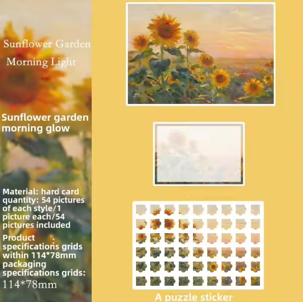 54 Pcs of Puzzle Stickers: Monet Impressions Series Retro Landscape Stickers