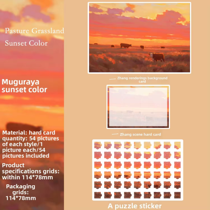 54 Pcs of Puzzle Stickers: Monet Impressions Series Retro Landscape Stickers