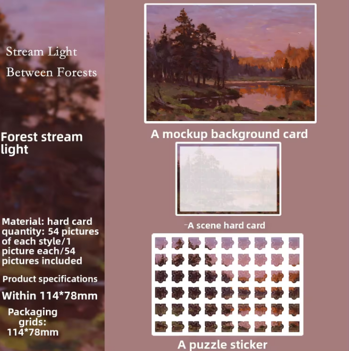 54 Pcs of Puzzle Stickers: Monet Impressions Series Retro Landscape Stickers