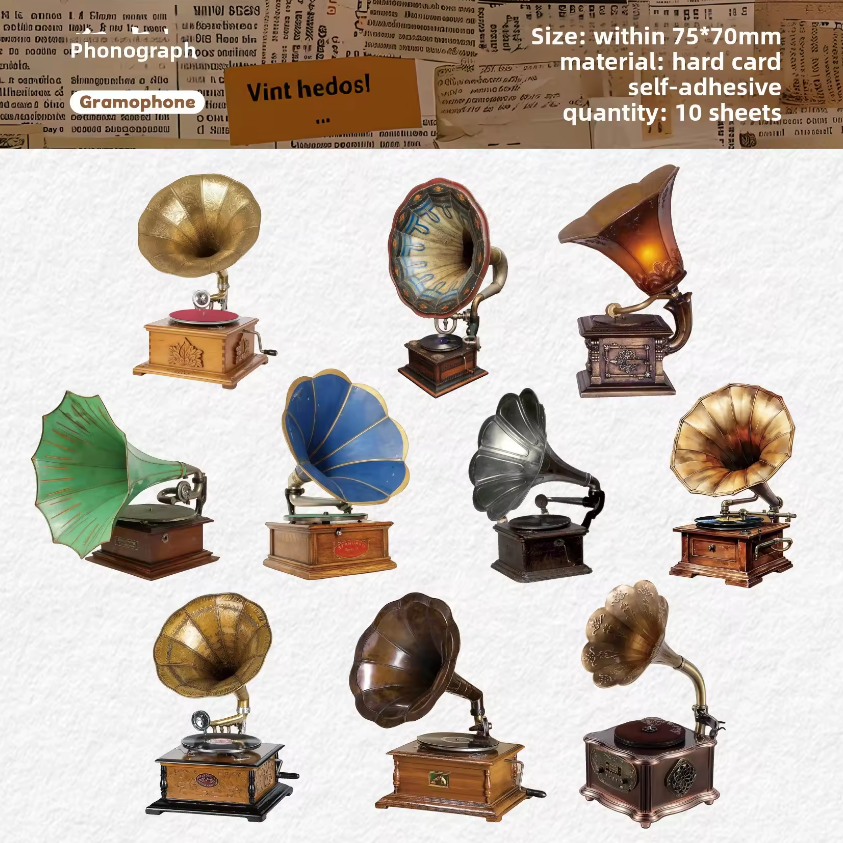 10 Pcs Vintage Voice Series Retro DIY Journaling Stickers