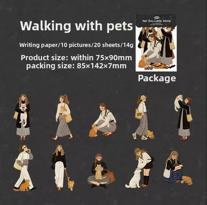 20 Pcs Her Little World Series Character Embroidery Texture Stickers