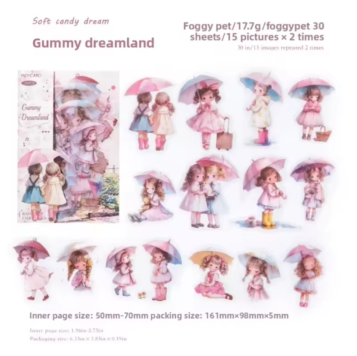 30 Pcs Rainy Season Fairy Tale Series Cartoon Character Scrapbooking Stickers