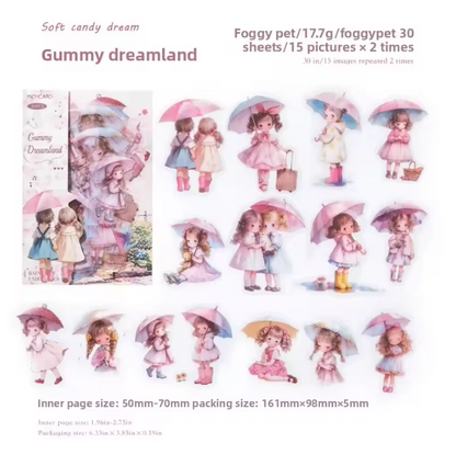 30 Pcs Rainy Season Fairy Tale Series Cartoon Character Scrapbooking Stickers