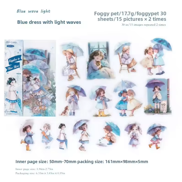30 Pcs Rainy Season Fairy Tale Series Cartoon Character Scrapbooking Stickers