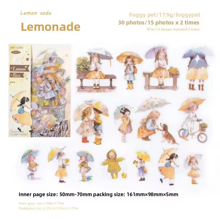 30 Pcs Rainy Season Fairy Tale Series Cartoon Character Scrapbooking Stickers