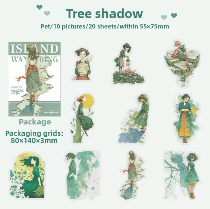 10 Pcs Island Wanderings Series Outdoor Character Fantasy Stickers
