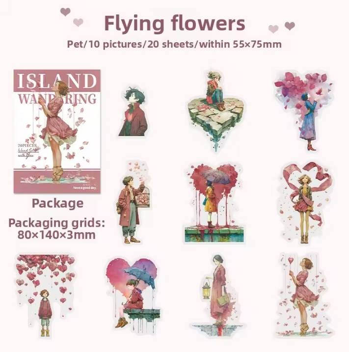 10 Pcs Island Wanderings Series Outdoor Character Fantasy Stickers