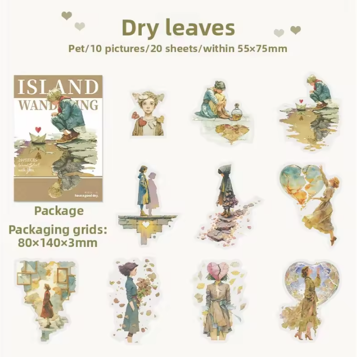 10 Pcs Island Wanderings Series Outdoor Character Fantasy Stickers