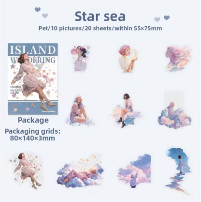 10 Pcs Island Wanderings Series Outdoor Character Fantasy Stickers