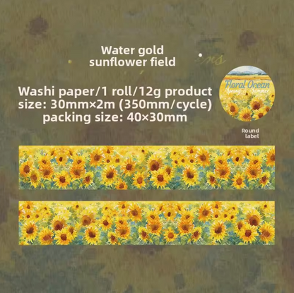 1 roll of Flower Sea Series Flower Blossom Theme Journaling Tape
