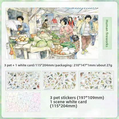 4 sheets per pack Nostalgic Scenery Stickers DIY Journaling Stickers
