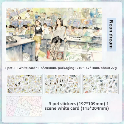4 sheets per pack Nostalgic Scenery Stickers DIY Journaling Stickers