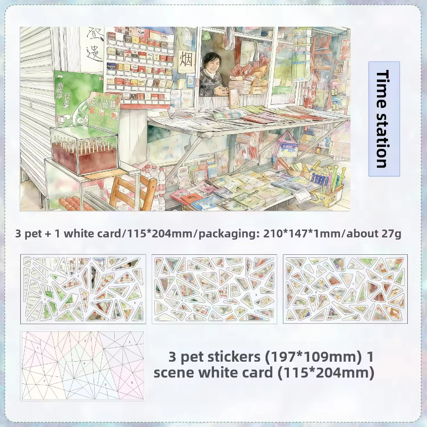 4 sheets per pack Nostalgic Scenery Stickers DIY Journaling Stickers