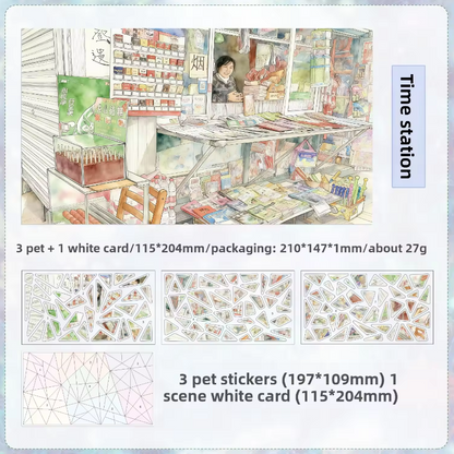 4 sheets per pack Nostalgic Scenery Stickers DIY Journaling Stickers