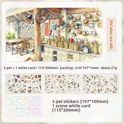 4 sheets per pack Nostalgic Scenery Stickers DIY Journaling Stickers