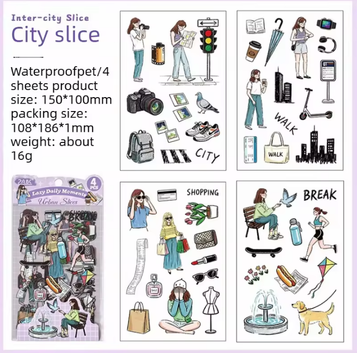 4 sheets per pack Lazy Daily Moments Cute Stickers for Scrapbooks