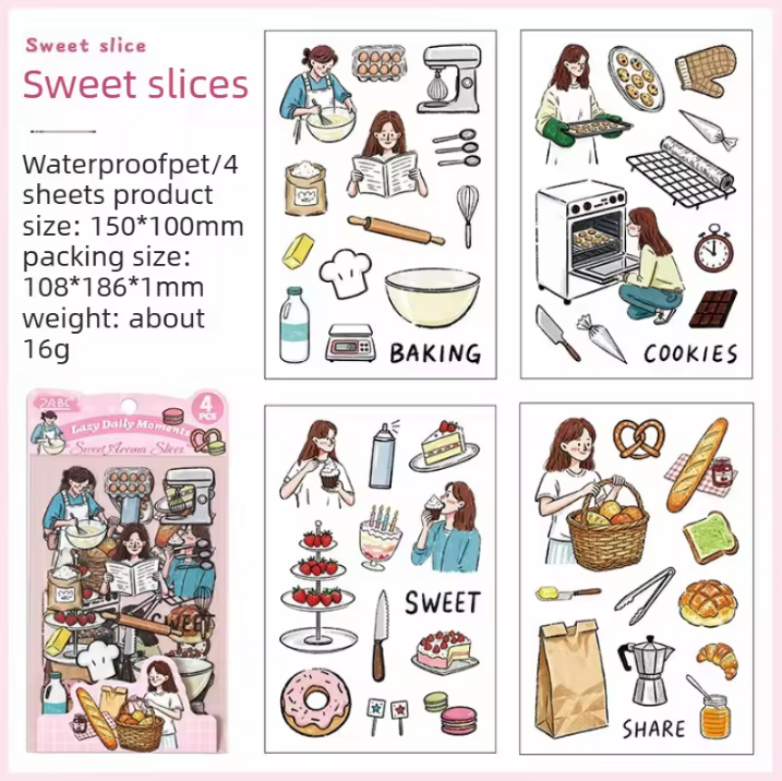4 sheets per pack Lazy Daily Moments Cute Stickers for Scrapbooks