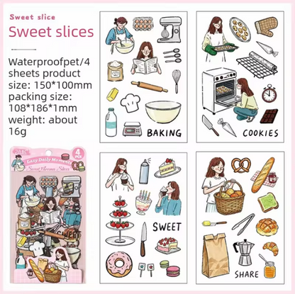 4 sheets per pack Lazy Daily Moments Cute Stickers for Scrapbooks