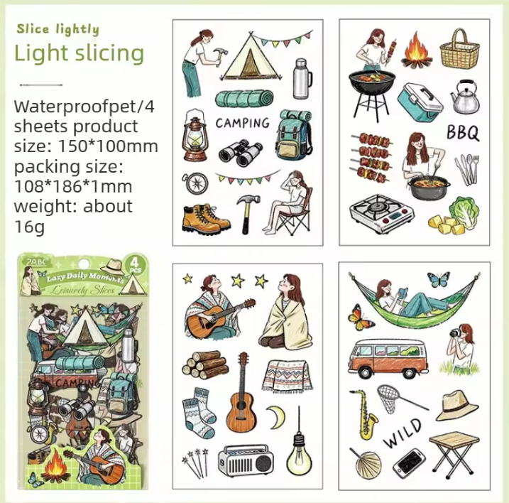 4 sheets per pack Lazy Daily Moments Cute Stickers for Scrapbooks