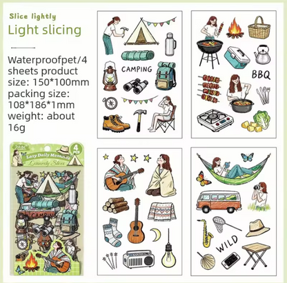 4 sheets per pack Lazy Daily Moments Cute Stickers for Scrapbooks