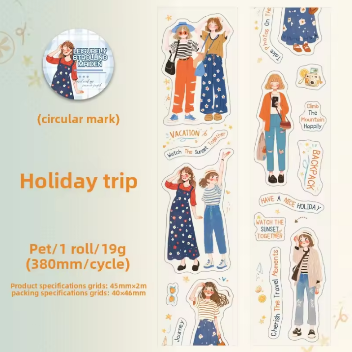 1 Roll Orange-Scented Girls Series Character Decorative Tape