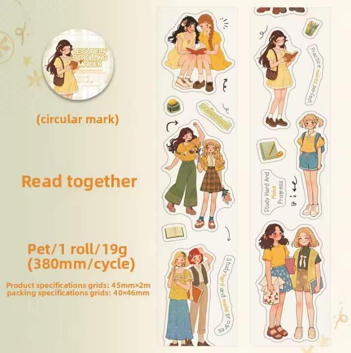 1 Roll Orange-Scented Girls Series Character Decorative Tape