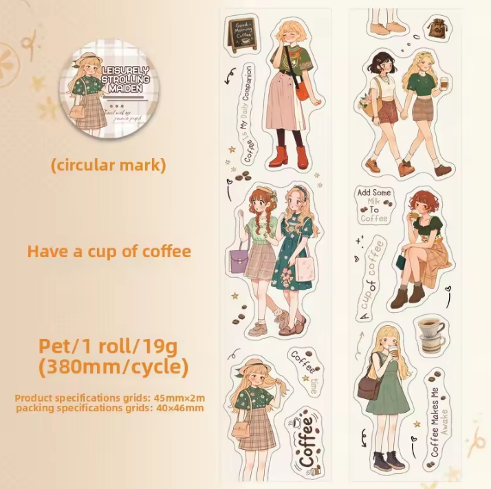 1 Roll Orange-Scented Girls Series Character Decorative Tape
