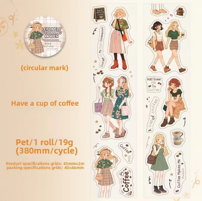 1 Roll Orange-Scented Girls Series Character Decorative Tape