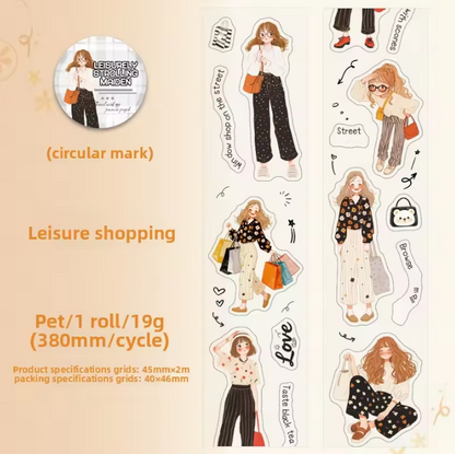 1 Roll Orange-Scented Girls Series Character Decorative Tape