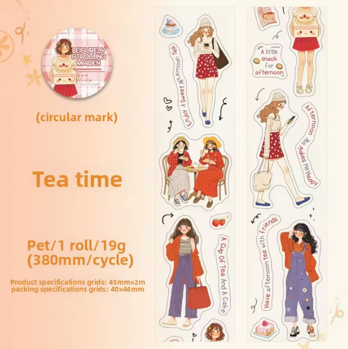 1 Roll Orange-Scented Girls Series Character Decorative Tape