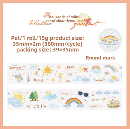 1 roll Weather Forecast Series Weather-themed PET die-cut journaling tape