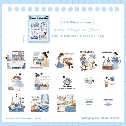 15 Pcs Healing List Series Instagram inspired character journaling stickers